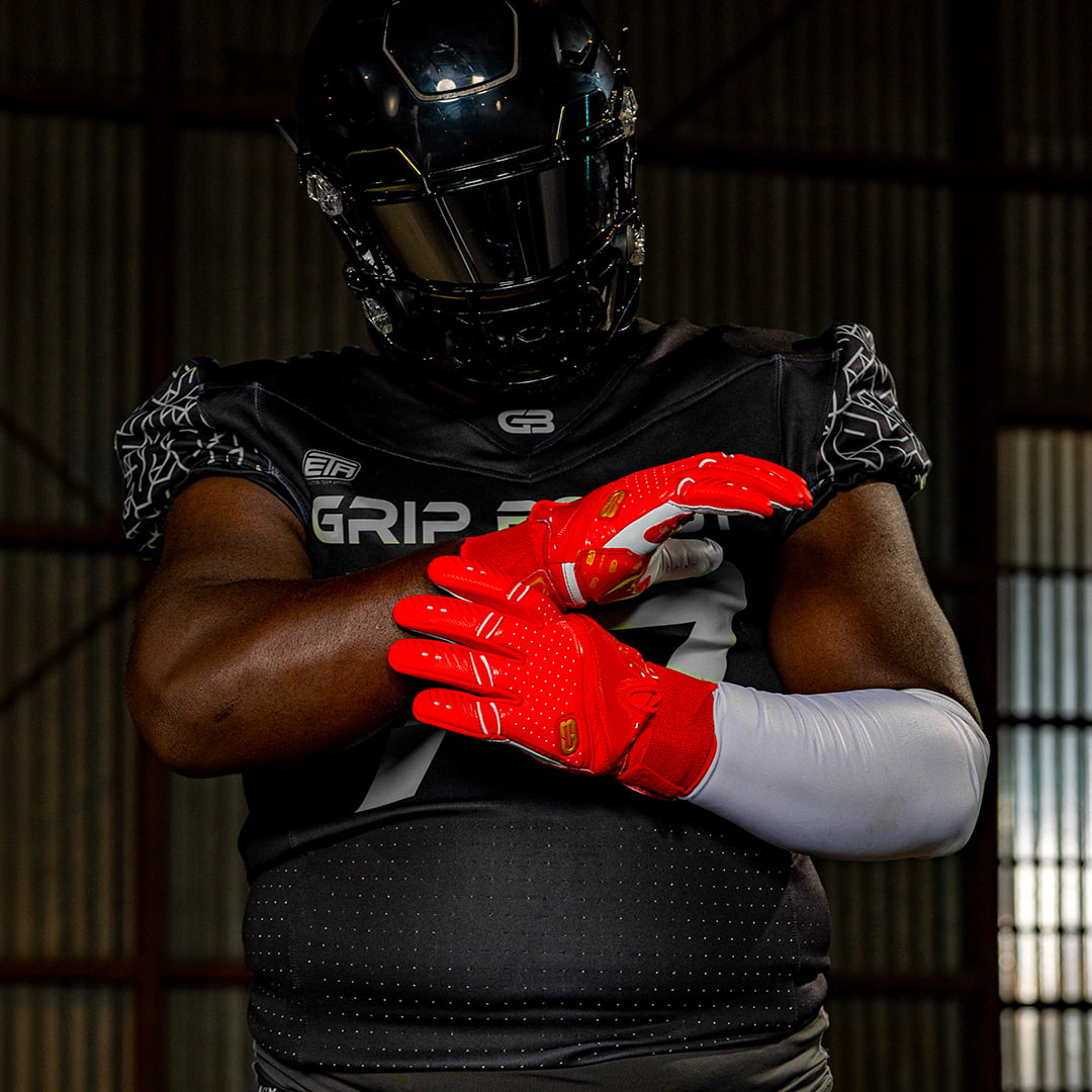 Grip Boost Big Skill 2.0 Lineman Football Gloves – Red, Small