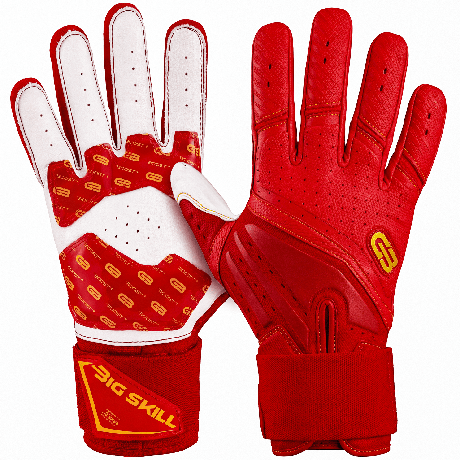 Red Big Skill 2.0 Gloves | Padded Impact Lineman Gloves