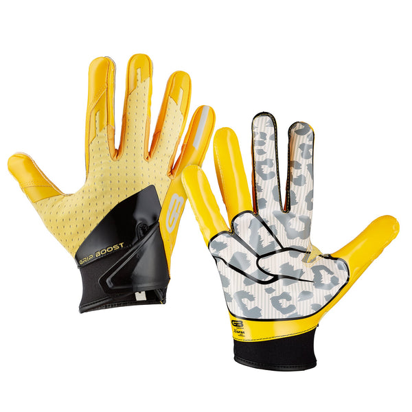 Grip Boost Yellow Cheetah Stealth 5.0 Football Gloves - Adult Sizes - $48