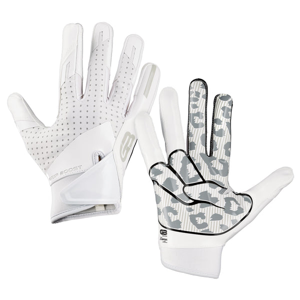 Grip Boost White Cheetah Stealth 5.0 Football Gloves - Adult Sizes - $48