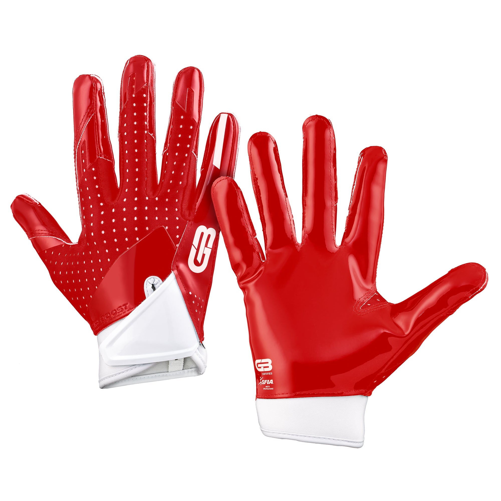 Grip Boost Stealth Solid Color Football Gloves Pro Elite - Adult (Red/White, Small)