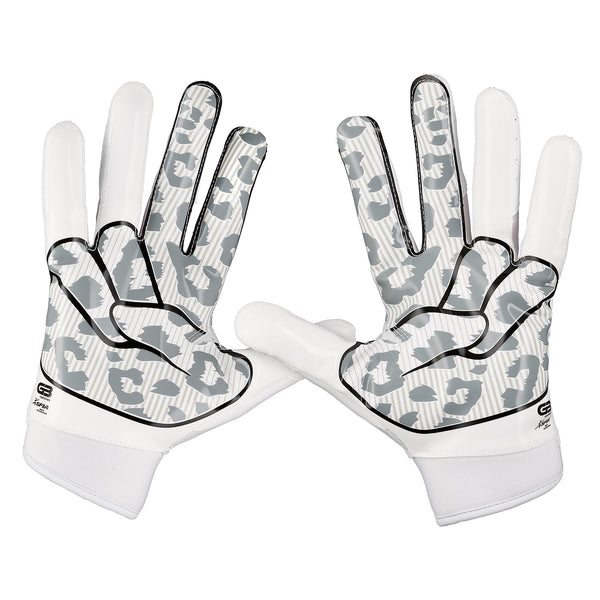 Grip Boost White Cheetah Stealth 5.0 Football Gloves - Adult Sizes