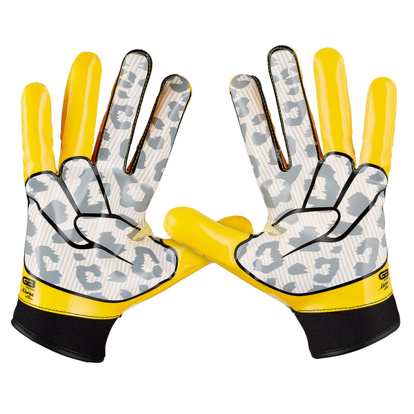 Grip Boost Yellow Cheetah Stealth 5.0 Football Gloves - Adult Sizes - $48